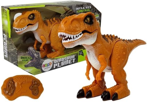 Dinozaur Zdalnie Sterowany R/C Brąz Dźwięk Światło Tyranozaur LEAN Toys