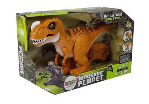 Dinozaur Zdalnie Sterowany R/C Brąz Dźwięk Światło Tyranozaur LEAN Toys