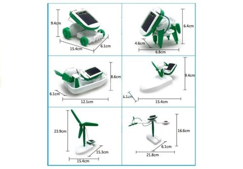 Edukacyjny Zestaw Robot Solarny Do Złożenia 6 w 1 Auto Wiatrak LEAN Toys