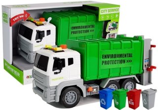 Śmieciarka Kontenery Na Śmieci Recykling Dźwięk 1:12 LEAN Toys