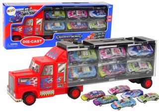 Zestaw Ciężarówka Transportowa Auta Wyścigowe 12szt. LEAN Toys