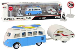 Zestaw Pojazdów Niebieski Bus z Przyczepą Campingową LEAN Toys