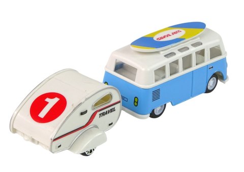 Zestaw Pojazdów Niebieski Bus z Przyczepą Campingową LEAN Toys