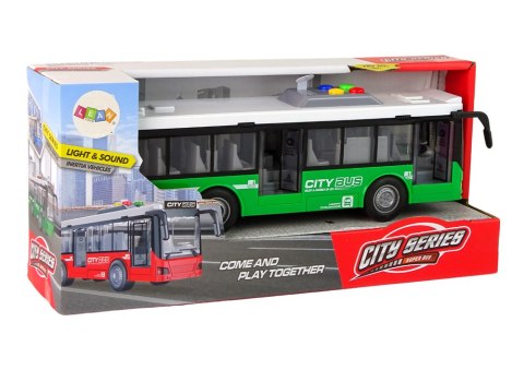 Autobus Na Baterie Światła Dźwięki Napęd Frykcyjny Zielony 1:16 LEAN Toys