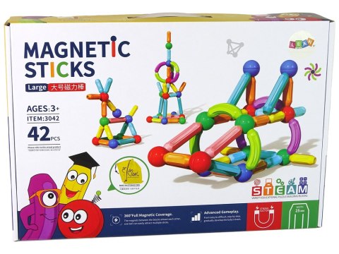 Klocki Magnetyczne Plastikowe Kolorowe LEAN Toys