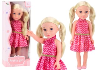 Lalka Różowa Sukienka Kucyki Blond Włosy Duża Laleczka 46cm LEAN Toys