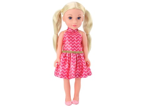 Lalka Różowa Sukienka Kucyki Blond Włosy Duża Laleczka 46cm LEAN Toys