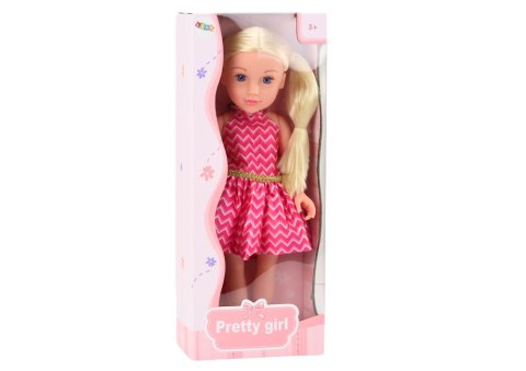 Lalka Różowa Sukienka Kucyki Blond Włosy Duża Laleczka 46cm LEAN Toys