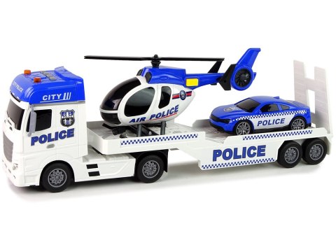 Zestaw Policja Laweta Ciężarówka Autko Helikopter Dźwięk Światła LEAN Toys