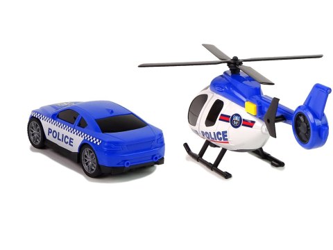 Zestaw Policja Laweta Ciężarówka Autko Helikopter Dźwięk Światła LEAN Toys