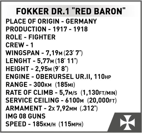 Klocki Fokker Dr.1 Red Baron Cobi Klocki