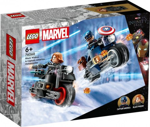 Klocki Super Heroes 76260 Marvel Motocykle Czarnej Wdowy i Kapitana Ameryki LEGO