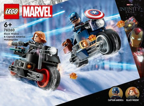 Klocki Super Heroes 76260 Marvel Motocykle Czarnej Wdowy i Kapitana Ameryki LEGO