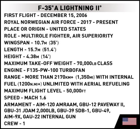 Klocki Armed Forces F-35A Lightning II Poland 580 klocków Cobi Klocki