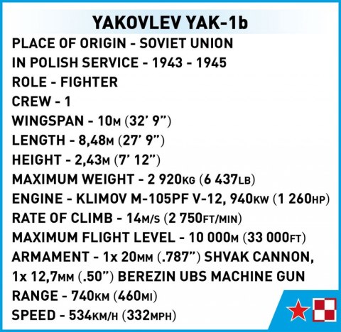 Klocki Yakovlev Yak-1b Cobi Klocki