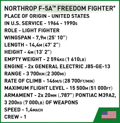 Klocki Northrop F-5A Freedom Fighter Cobi Klocki