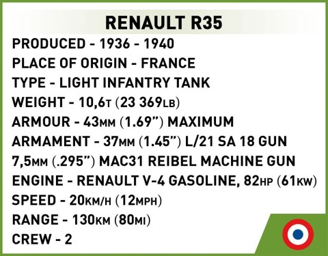 Klocki Renault R35 - Valentine IX - Panzer I Cobi Klocki