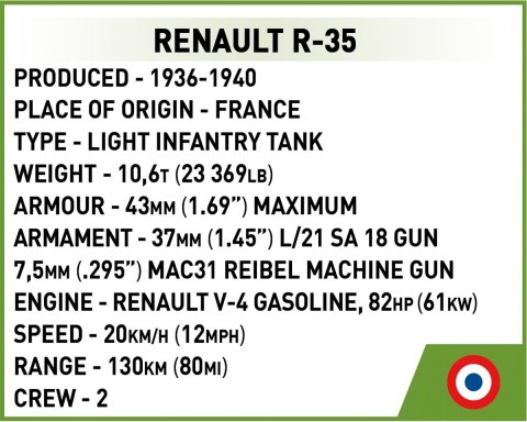 Klocki WWII Renault R-35 258 klocków Cobi Klocki