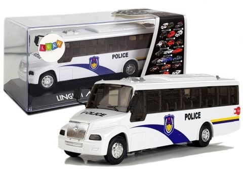 Autobus Policyjny Bus Policja Biały z Naciągiem Dźwięk LEAN Toys