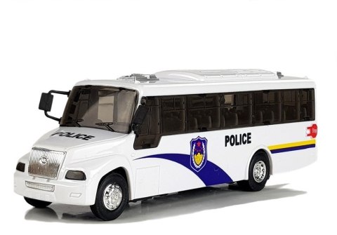 Autobus Policyjny Bus Policja Biały z Naciągiem Dźwięk LEAN Toys