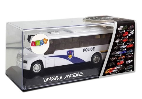 Autobus Policyjny Bus Policja Biały z Naciągiem Dźwięk LEAN Toys