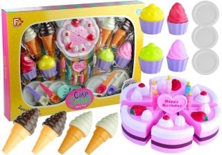 Duży Zestaw Serwis Urodzinowy Tort 32 Elementy LEAN Toys