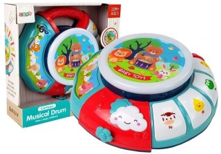 Interaktywny Bębenek dla Niemowlaka Efekty Świetlne Piosenki Pianinko 21cm LEAN Toys