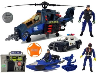 Zestaw Policyjny Helikopter Auto Policja Łódź Dźwięk Broń LEAN Toys