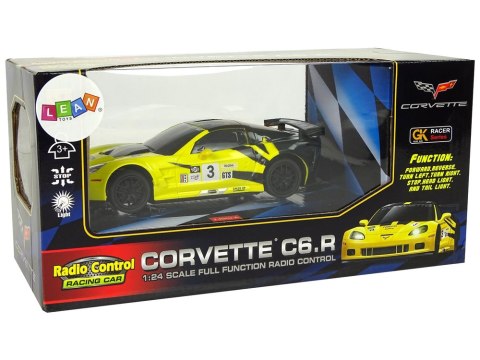 Auto Sportowe R/C 1:24 Corvette Żółte C6.R 2.4 G Światła LEAN Toys