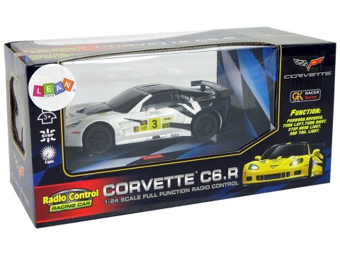 Auto Sportowe Wyścigowe R/C 1:24 Corvette C6.R Biały 2.4 G Światła LEAN Toys