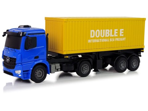 Duża Ciężarówka R/C Mercedes Arocs Niebieska 1:20 Kontener 58 cm Długości Double E