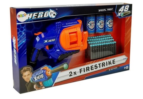 Pistolet na Piankowe Naboje 48 sztuk Obrotowy Magazynek Niebiesko- Pomarańczowy LEAN Toys