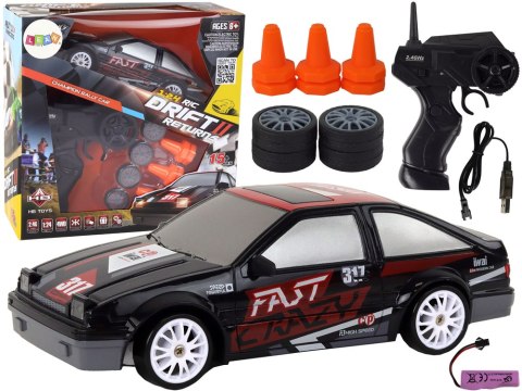 Autko Sportowe Zdalnie Sterowane R/C 1:24 Czarne Wymienne Koła LEAN Toys