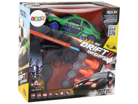 Autko Sportowe Zdalnie Sterowane R/C 1:24 Zielone Wymienne Koła LEAN Toys