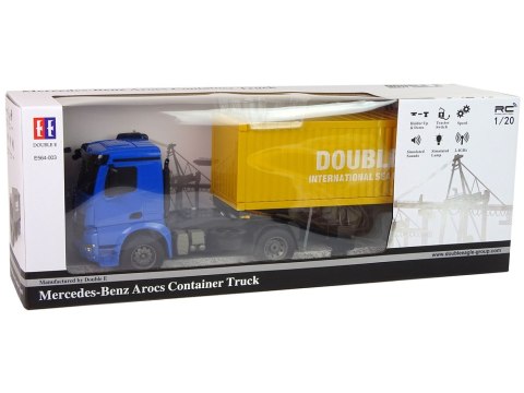 Duża Ciężarówka R/C Mercedes Arocs Niebieska 1:20 Kontener 58 cm Długości Double E