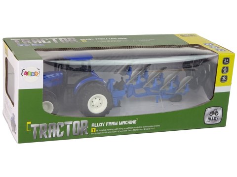 Traktor Zdalnie Sterowany 1:24 Niebieski Pług Metal LEAN Toys