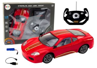 Auto Sportowe Zdalnie Sterowane Na Pilota 1:16 R/C Czerwone LEAN Toys