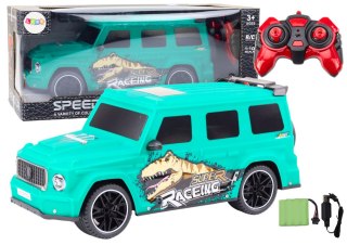 Auto Zdalnie Sterowane RC z Dinozaurem w Skali 1:10 Zielone LEAN Toys