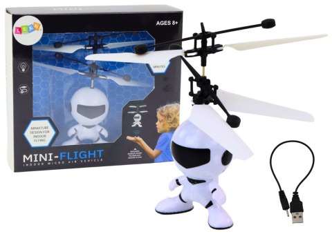 Latający Astronauta Sterowany Ręką Dron Helikopter Biały LEAN Toys