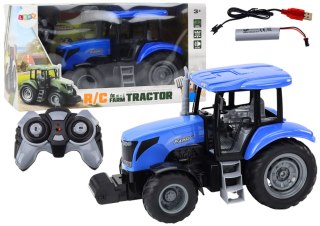 Traktor Zdalnie Sterowany RC 2.4G Dźwięki Niebieski LEAN Toys