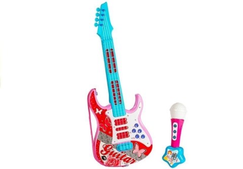 Gitara Elektryczna Mikrofon Struny Zabawka Róż LEAN Toys