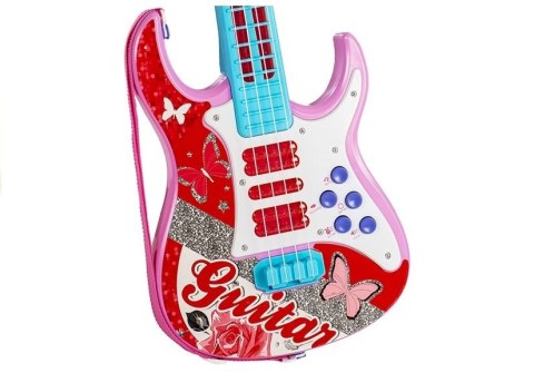 Gitara Elektryczna Mikrofon Struny Zabawka Róż LEAN Toys