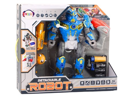 Robot Do Skręcania Broń Wiertarka Śrubokręt Światła Dźwięk Niebieski LEAN Toys