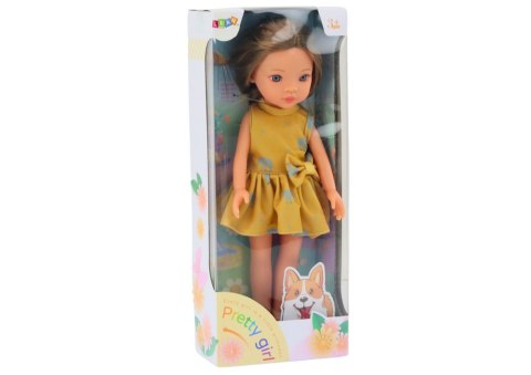 Lalka Żółta Sukienka Brązowe Włosy Duża Laleczka 33cm LEAN Toys