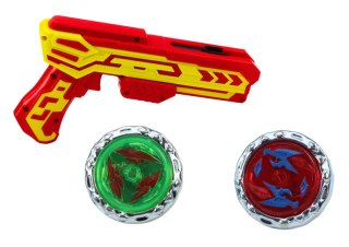 Zestaw Pistolet Wyrzutnia 2 Metalowe Krążki Czerwony Światła LEAN Toys