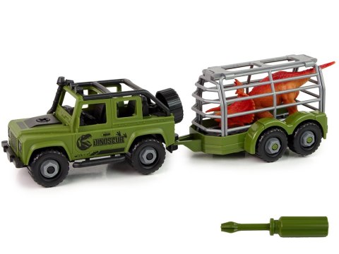 Auto Terenowe Transporter Do Rozkręcania DIY Zielony Dinozaur LEAN Toys