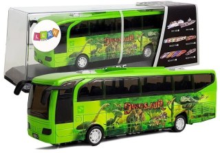 Autobus Park Jurajski Dinozaury Zielony z Naciągiem Dźwięk Światła LEAN Toys