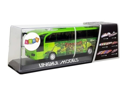 Autobus Park Jurajski Dinozaury Zielony z Naciągiem Dźwięk Światła LEAN Toys