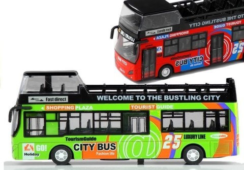 Autobus Piętrowy Turystyczny 1:32 Otwierane Drzwi Zielony LEAN Toys