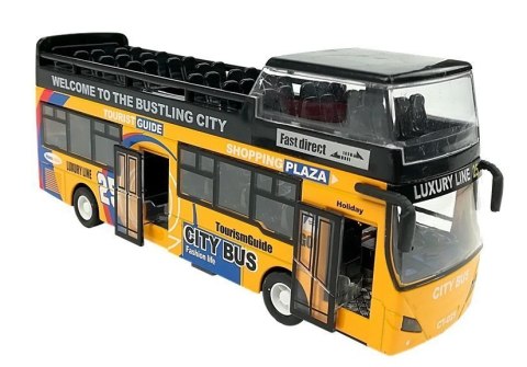 Autobus Piętrowy z Dźwiękiem 1:32 Otwierane Drzwi Żółty LEAN Toys